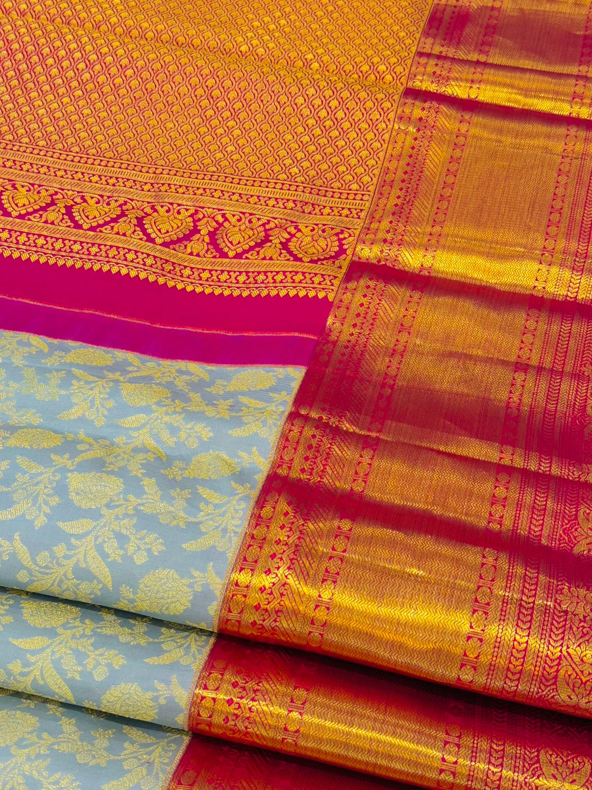 Classic Ash Blue Kanjivaram Masterpiece