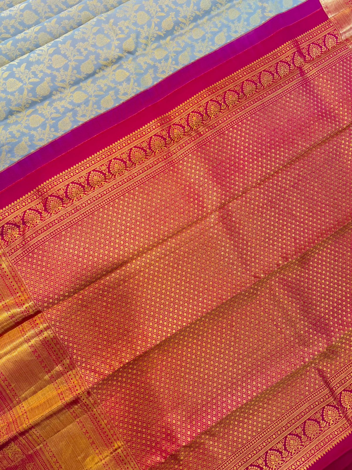 Classic Ash Blue Kanjivaram Masterpiece