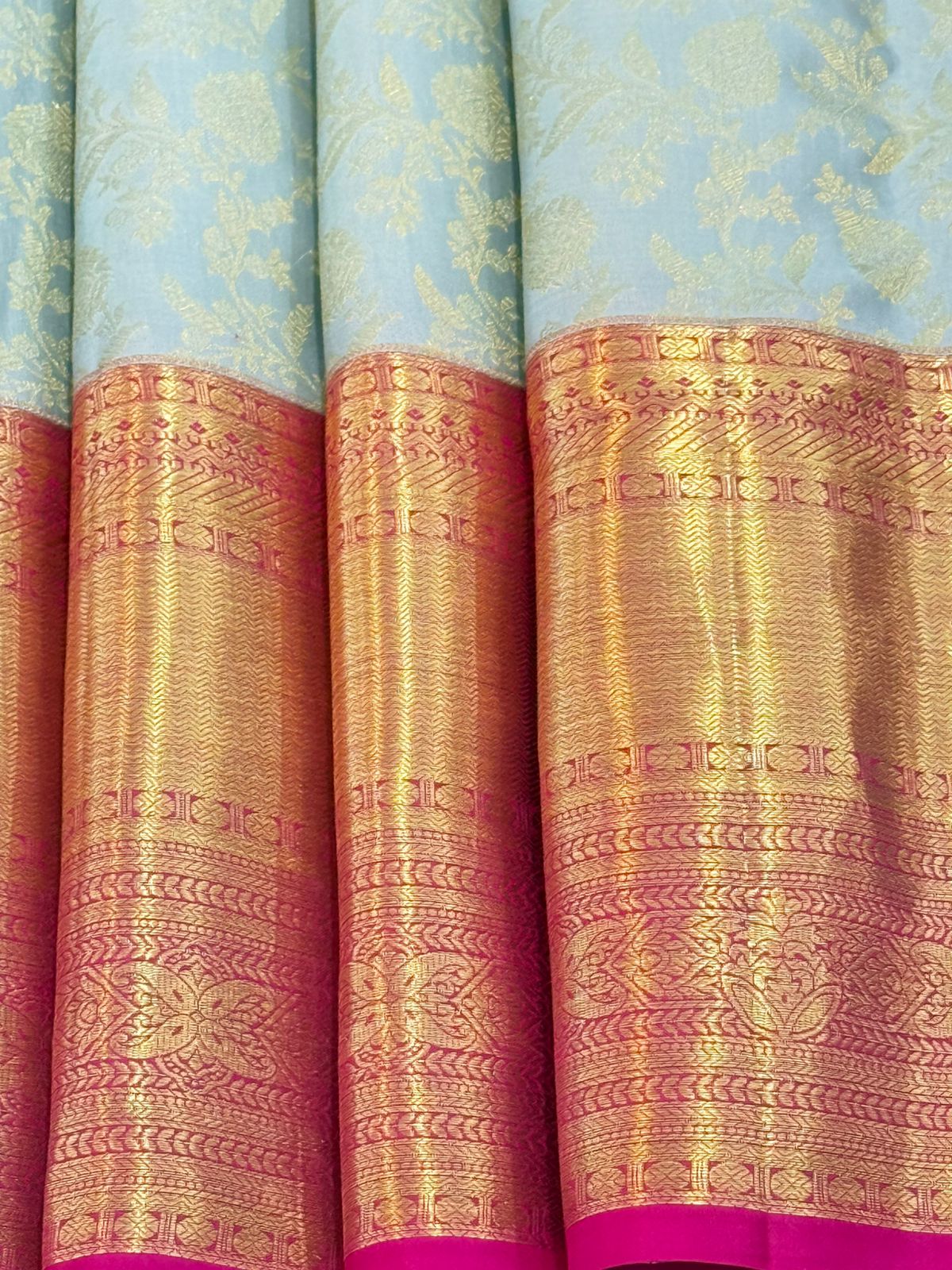 Classic Ash Blue Kanjivaram Masterpiece