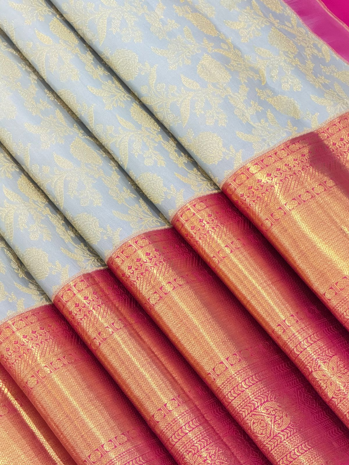 Classic Ash Blue Kanjivaram Masterpiece