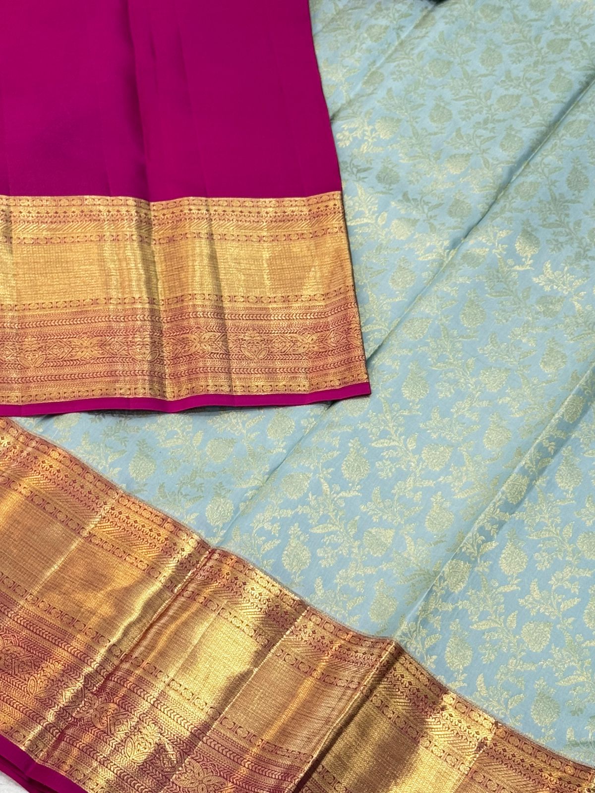 Classic Ash Blue Kanjivaram Masterpiece