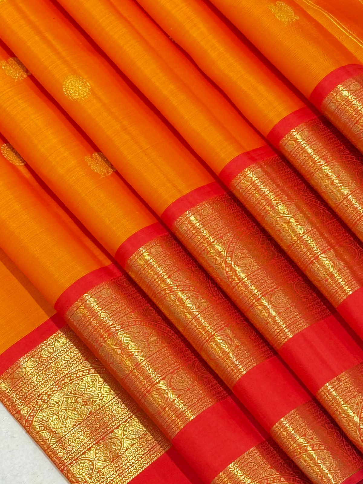 Heritage Orange Red Silk Saree