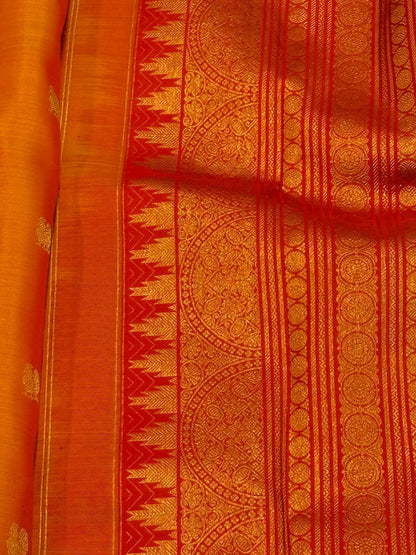 Heritage Orange Red Silk Saree
