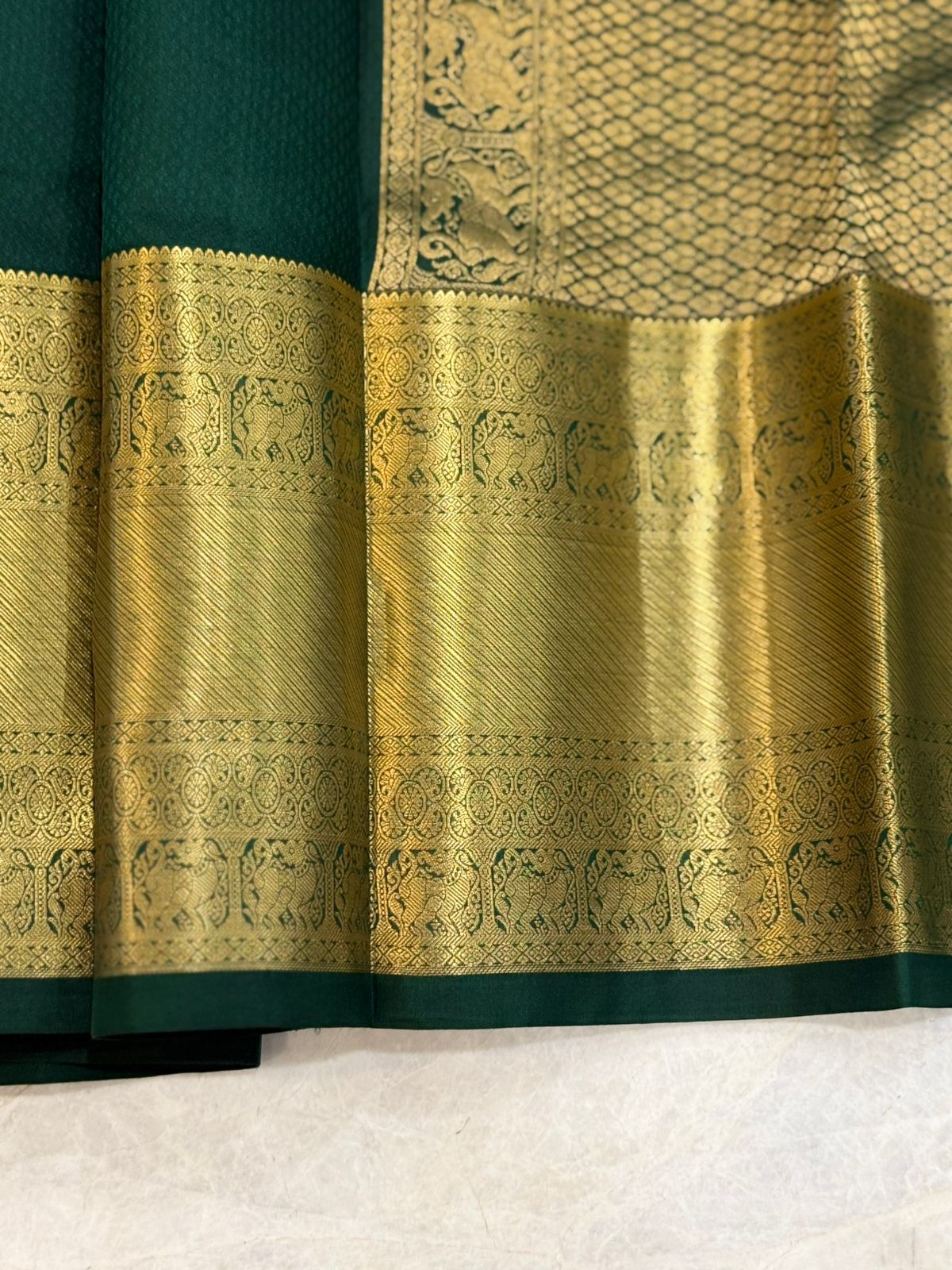 Peacock Motif Dark Green Splendor