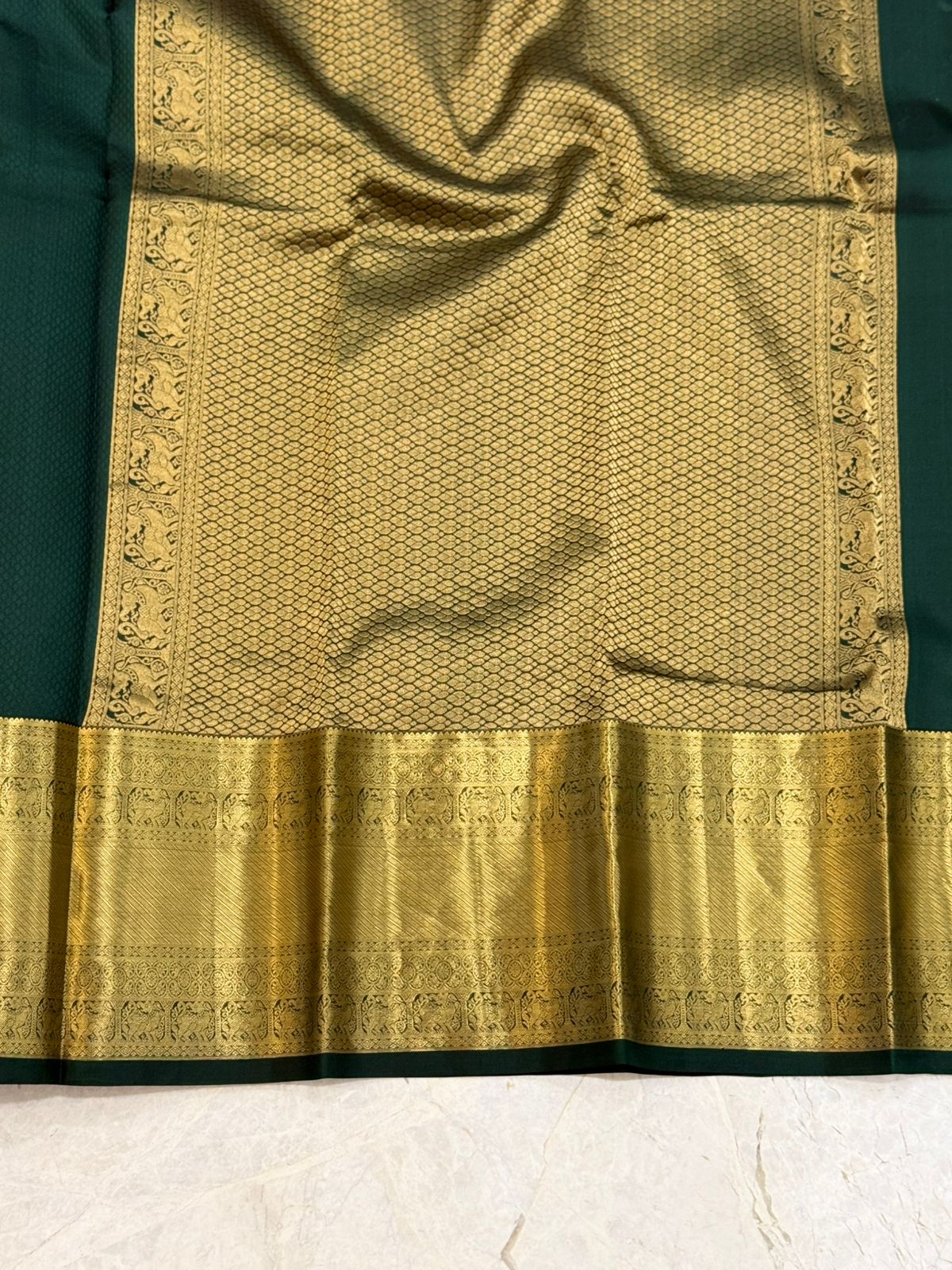 Peacock Motif Dark Green Splendor