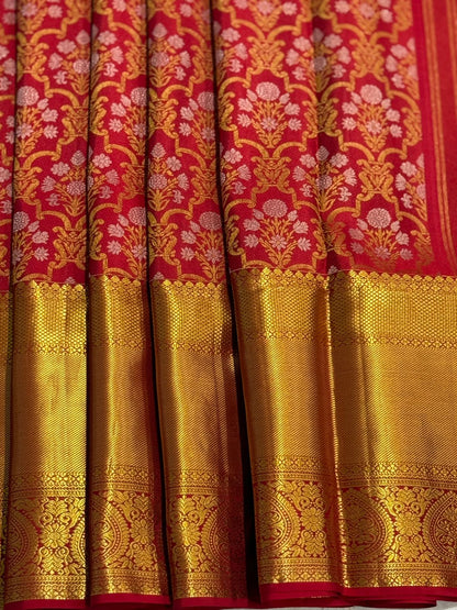 Red Radiance Royal Zari Drape