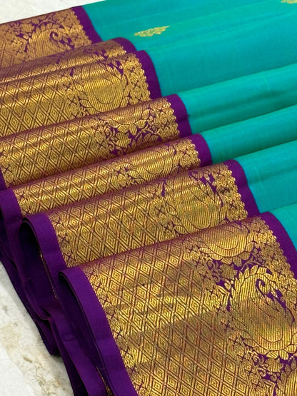 Copper Sulphate Blue With Violet and Gold Zari Work