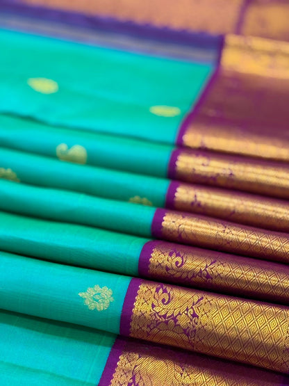 Copper Sulphate Blue With Violet and Gold Zari Work