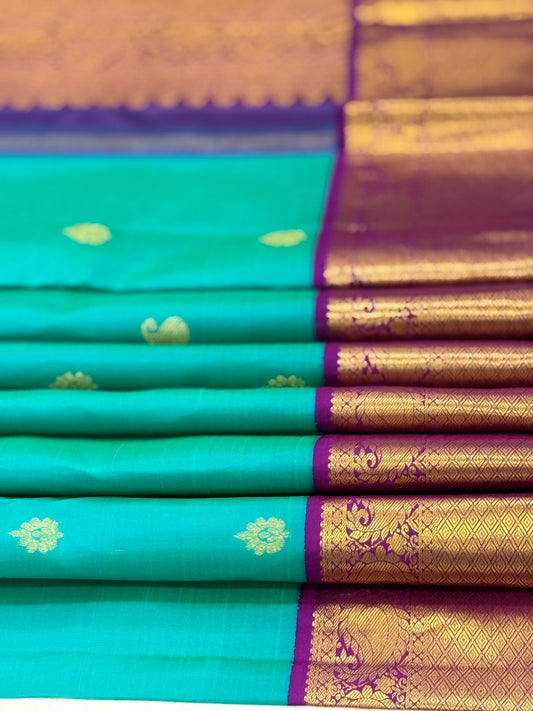 Copper Sulphate Blue With Violet and Gold Zari Work