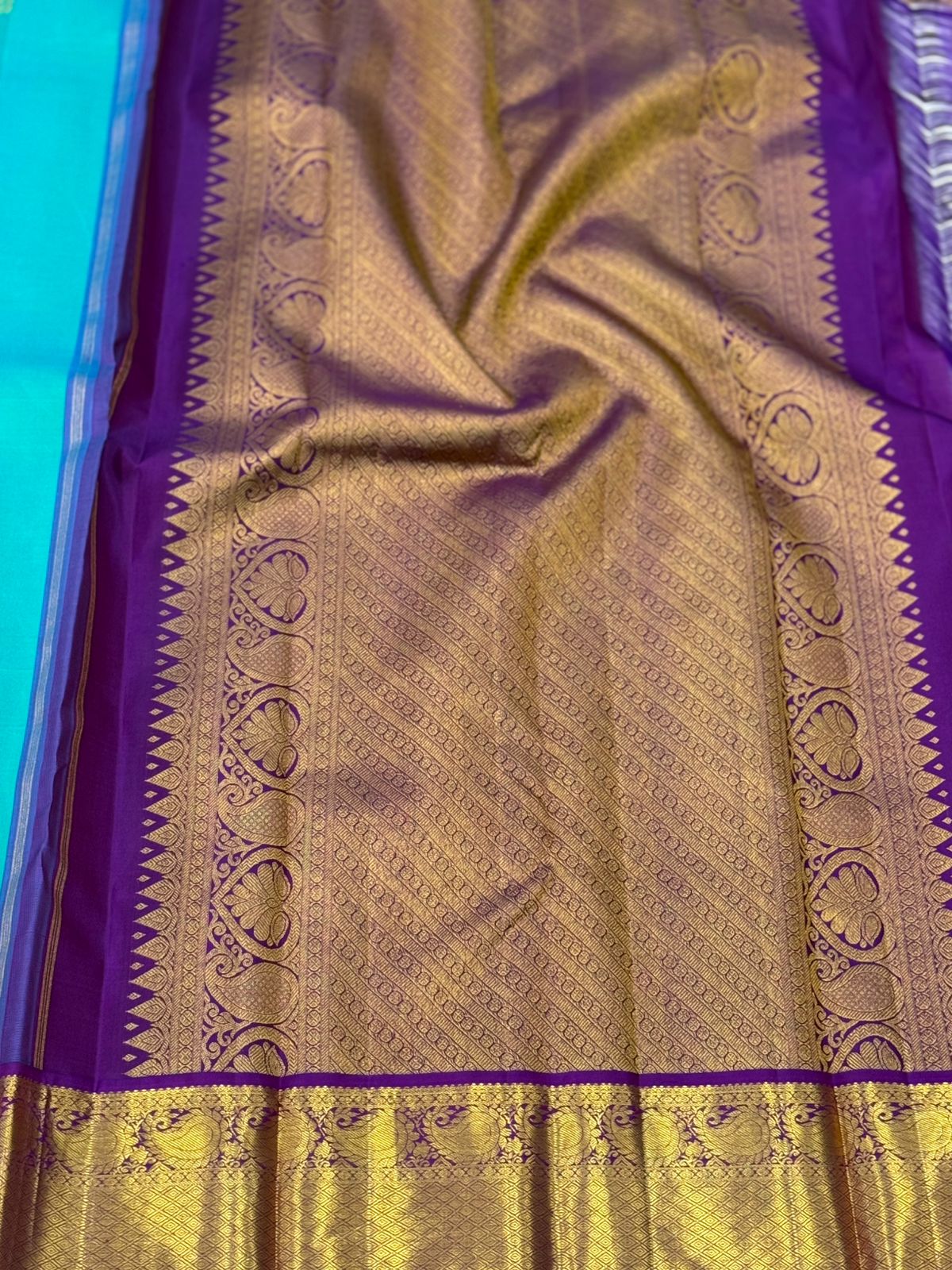 Copper Sulphate Blue With Violet and Gold Zari Work