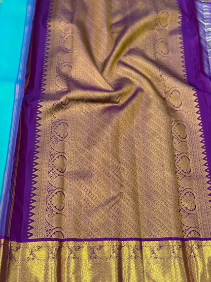 Copper Sulphate Blue With Violet and Gold Zari Work