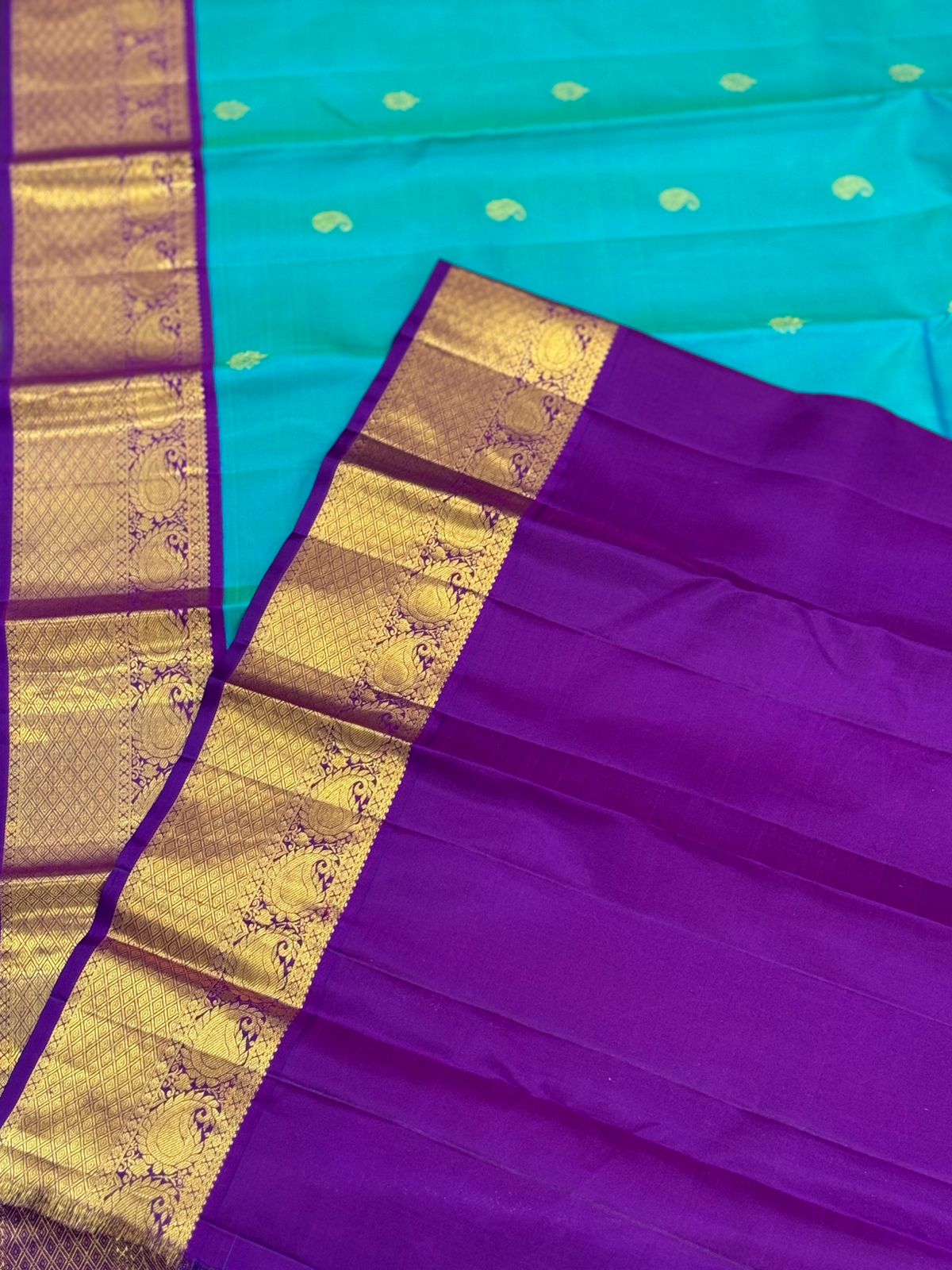 Copper Sulphate Blue With Violet and Gold Zari Work