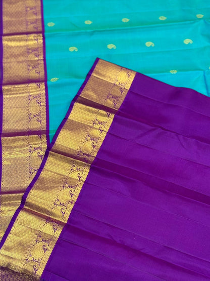 Copper Sulphate Blue With Violet and Gold Zari Work