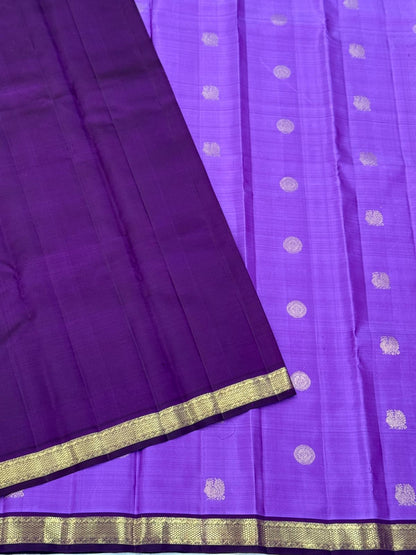 Lavender and Dull Gold Zari Handwoven Kanjivaram Saree