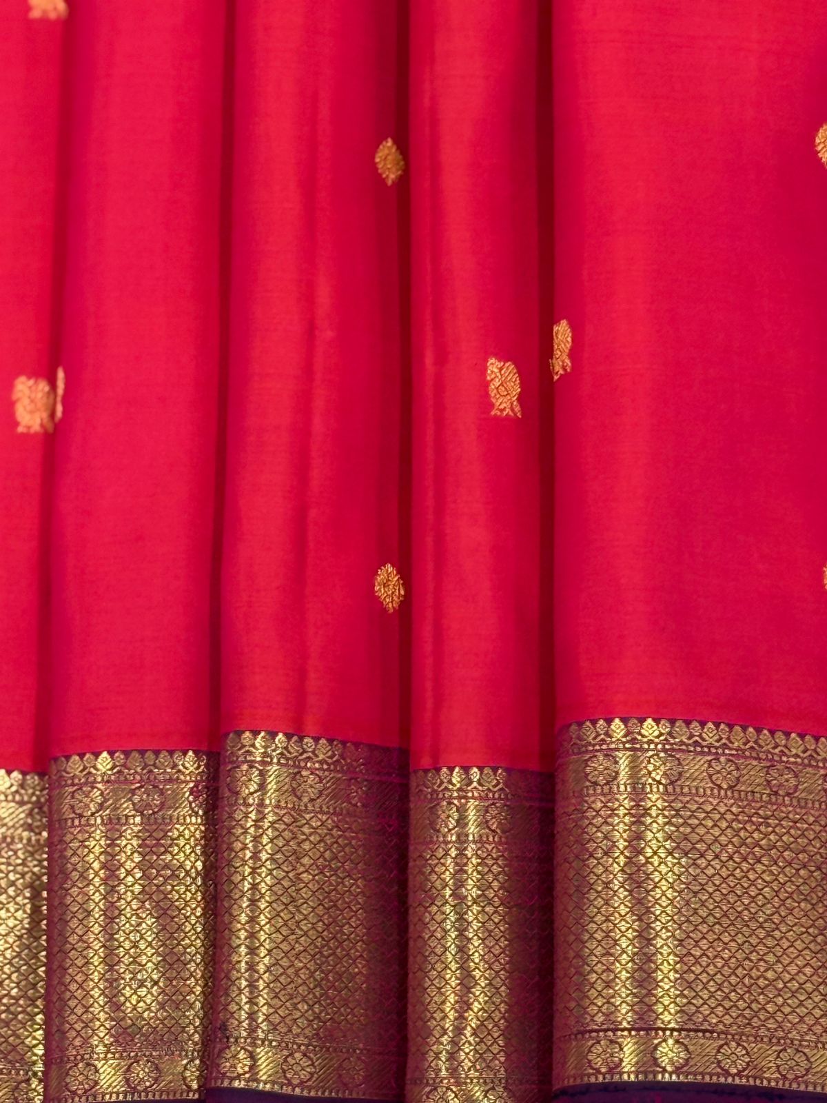 Tomato Red and Gold Handwoven Kanjivaram Saree