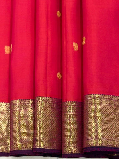 Tomato Red and Gold Handwoven Kanjivaram Saree