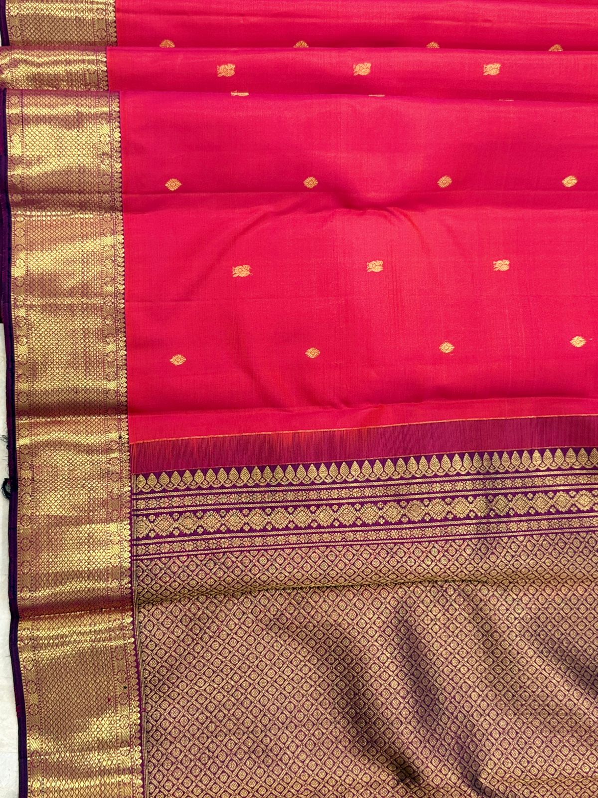 Tomato Red and Gold Handwoven Kanjivaram Saree