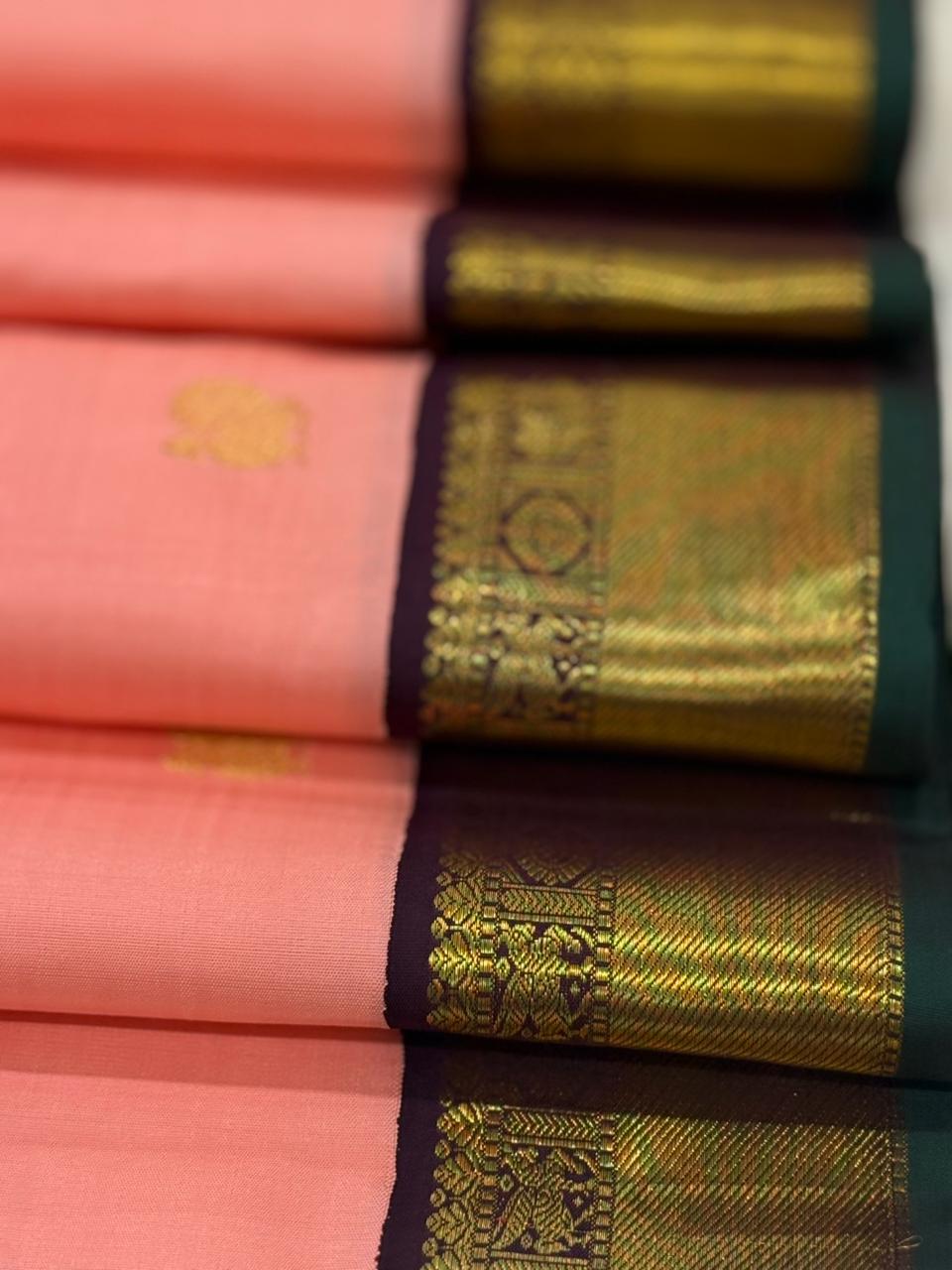 Ethereal Peach Glow Zari Cascade