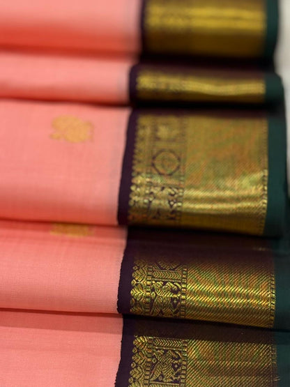 Ethereal Peach Glow Zari Cascade