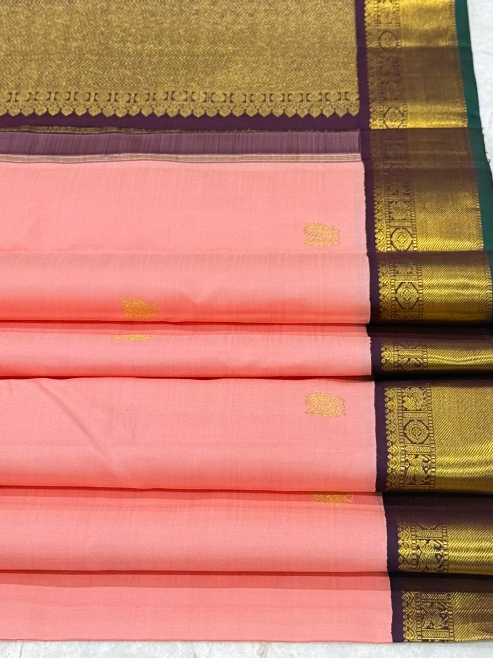 Ethereal Peach Glow Zari Cascade