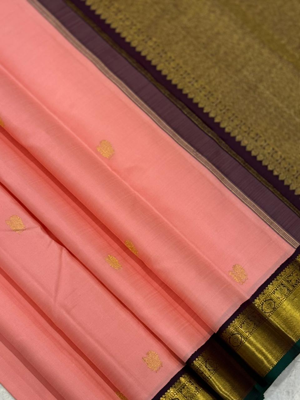 Ethereal Peach Glow Zari Cascade