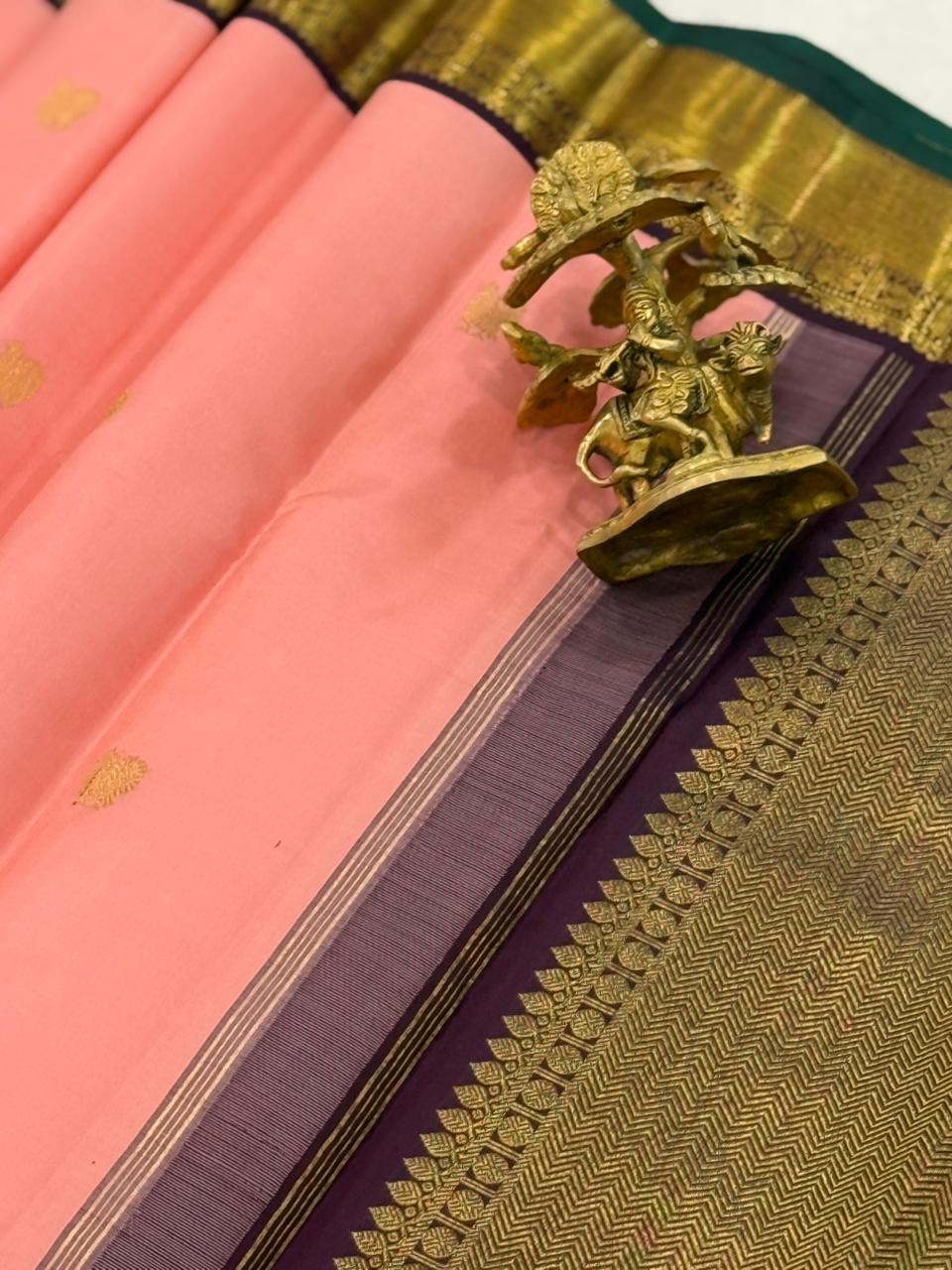 Ethereal Peach Glow Zari Cascade