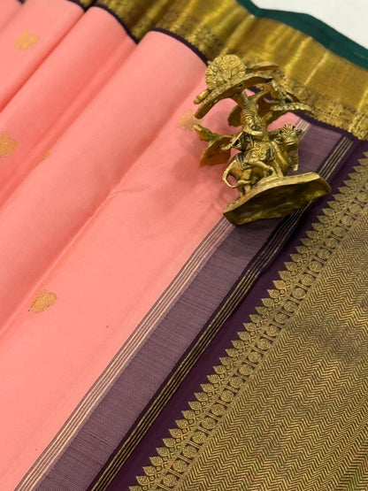 Ethereal Peach Glow Zari Cascade