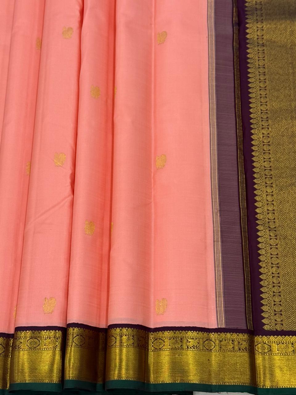 Ethereal Peach Glow Zari Cascade