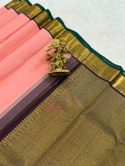 Ethereal Peach Glow Zari Cascade