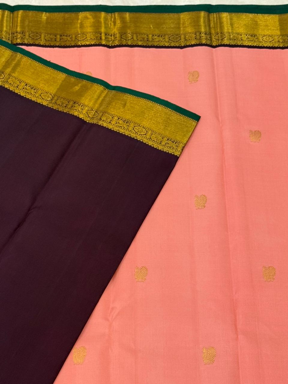 Ethereal Peach Glow Zari Cascade