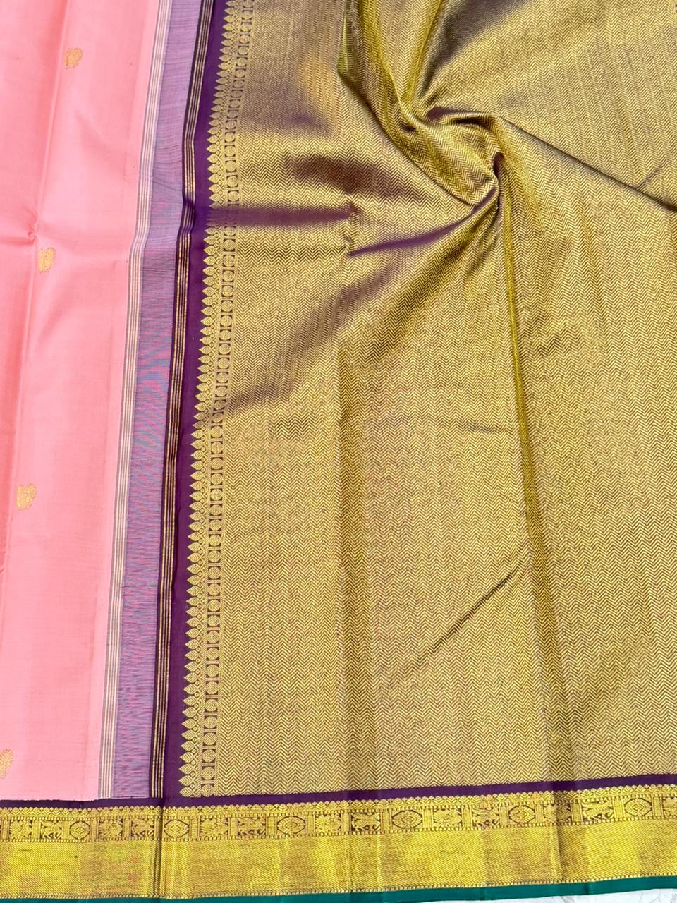 Ethereal Peach Glow Zari Cascade