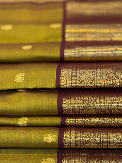 Regal Parrot Green Kanjivaram Saree