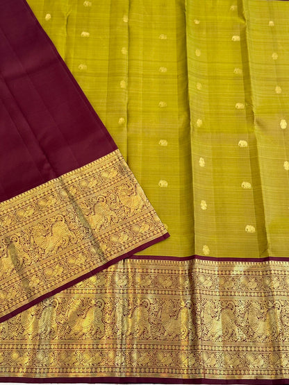 Regal Parrot Green Kanjivaram Saree