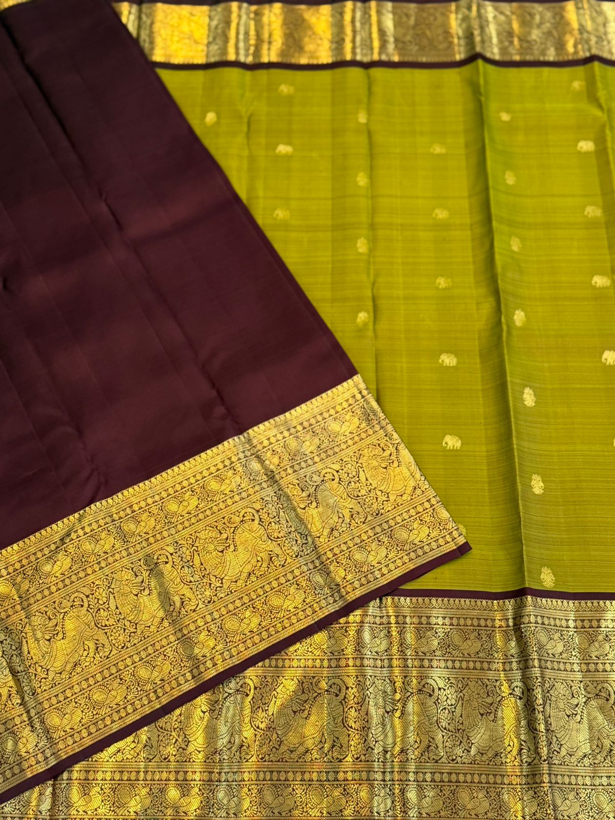 Regal Parrot Green Kanjivaram Saree