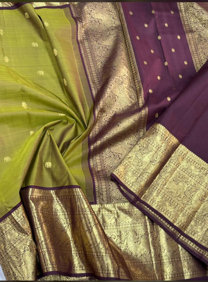 Regal Parrot Green Kanjivaram Saree