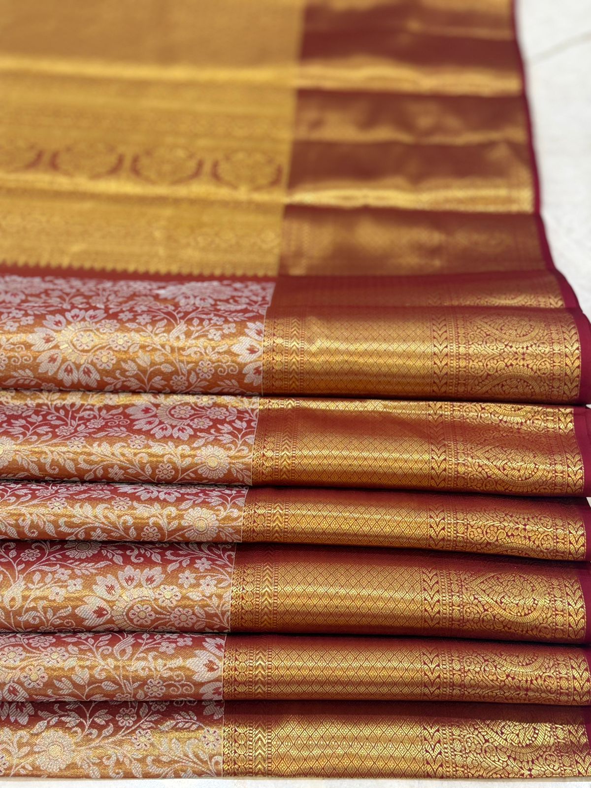 Rust-Orange Zari Woven Silk Saree