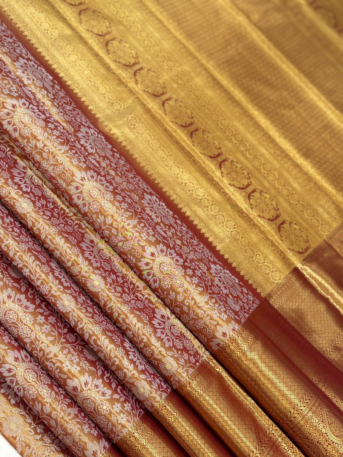 Rust-Orange Zari Woven Silk Saree
