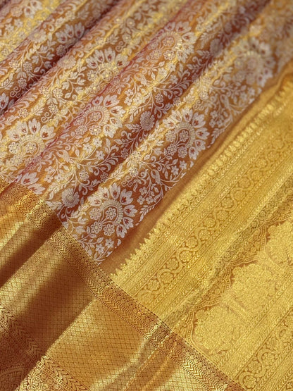 Rust-Orange Zari Woven Silk Saree