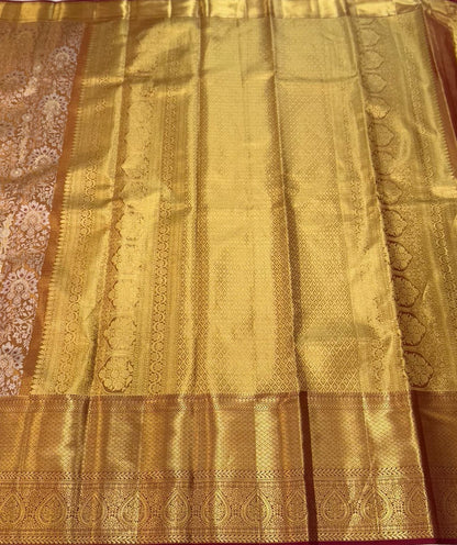 Rust-Orange Zari Woven Silk Saree