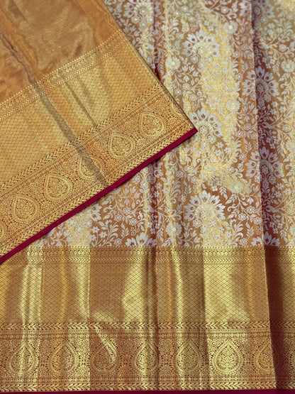 Rust-Orange Zari Woven Silk Saree