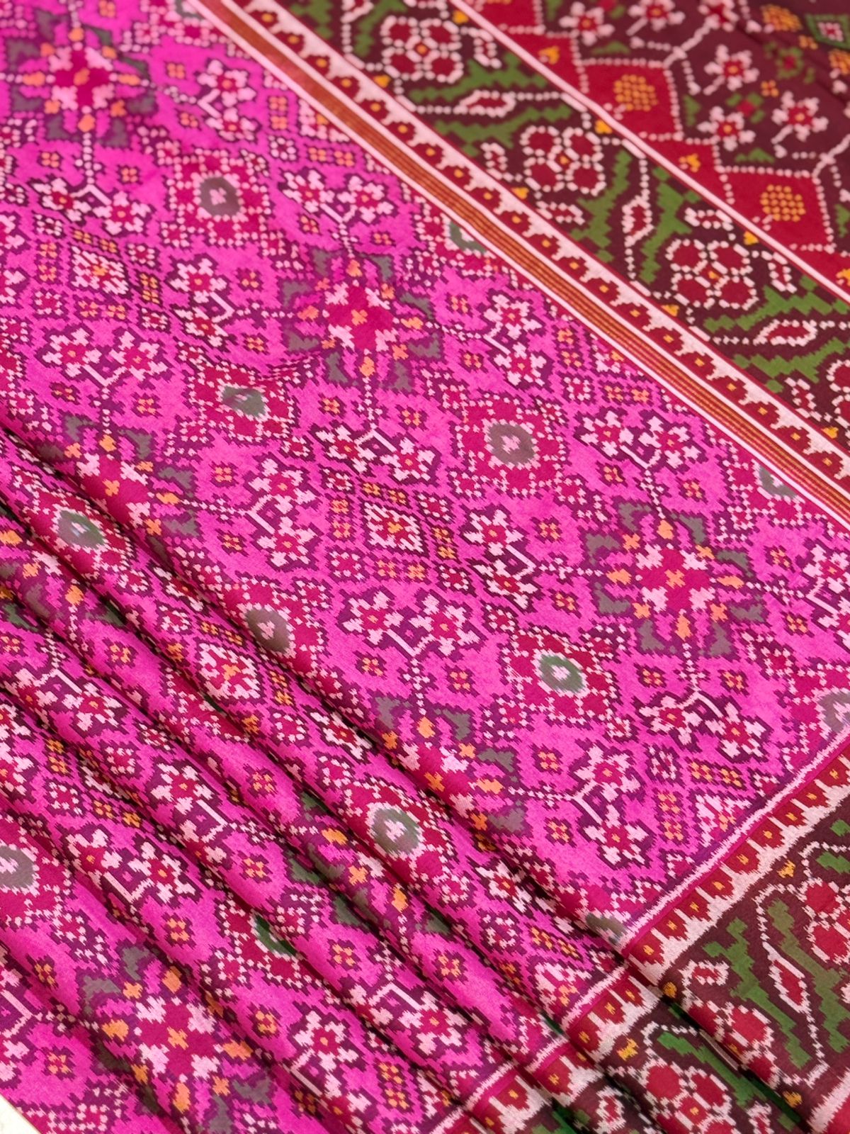 Magenta Maroon Ikkat Silk Elegance