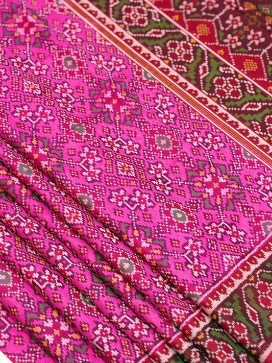 Magenta Maroon Ikkat Silk Elegance