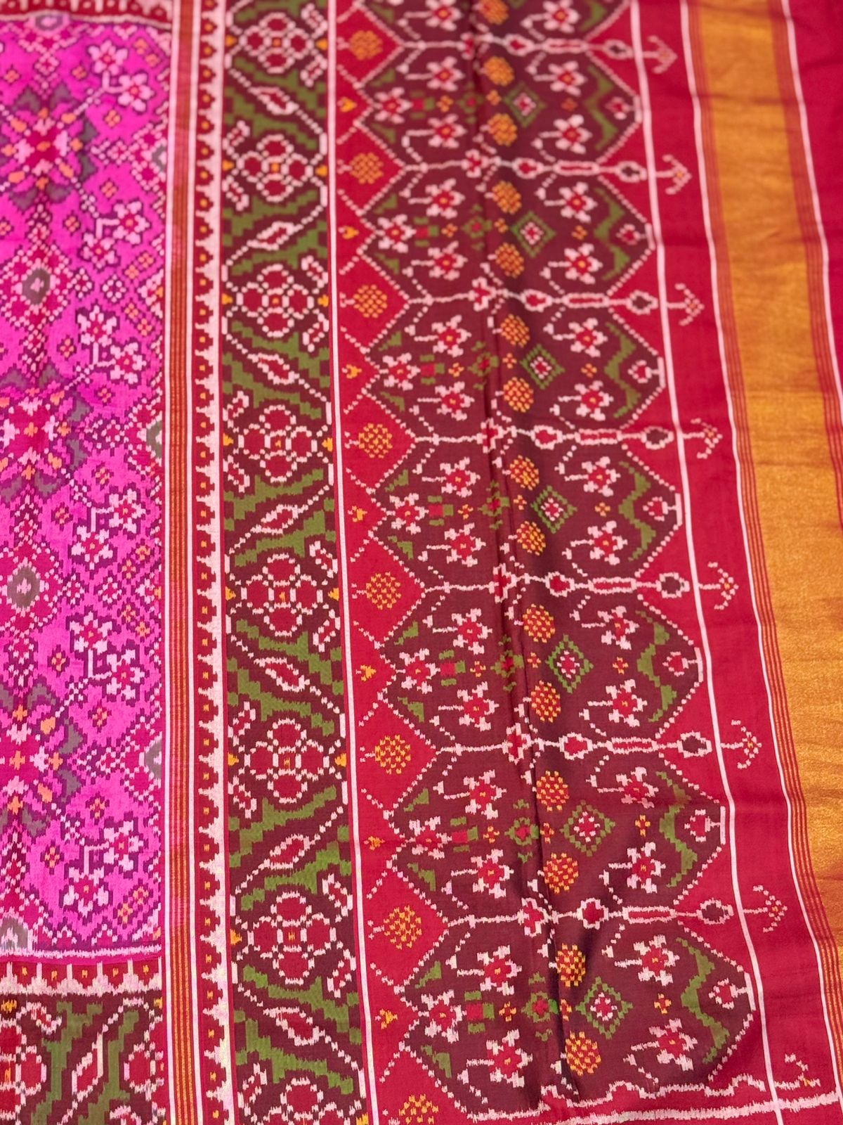 Magenta Maroon Ikkat Silk Elegance