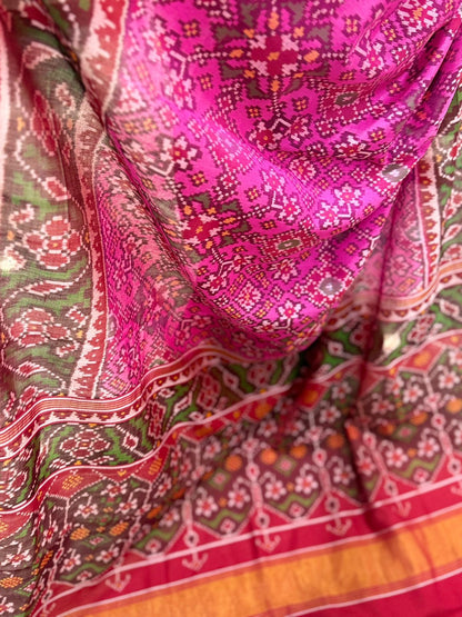 Magenta Maroon Ikkat Silk Elegance