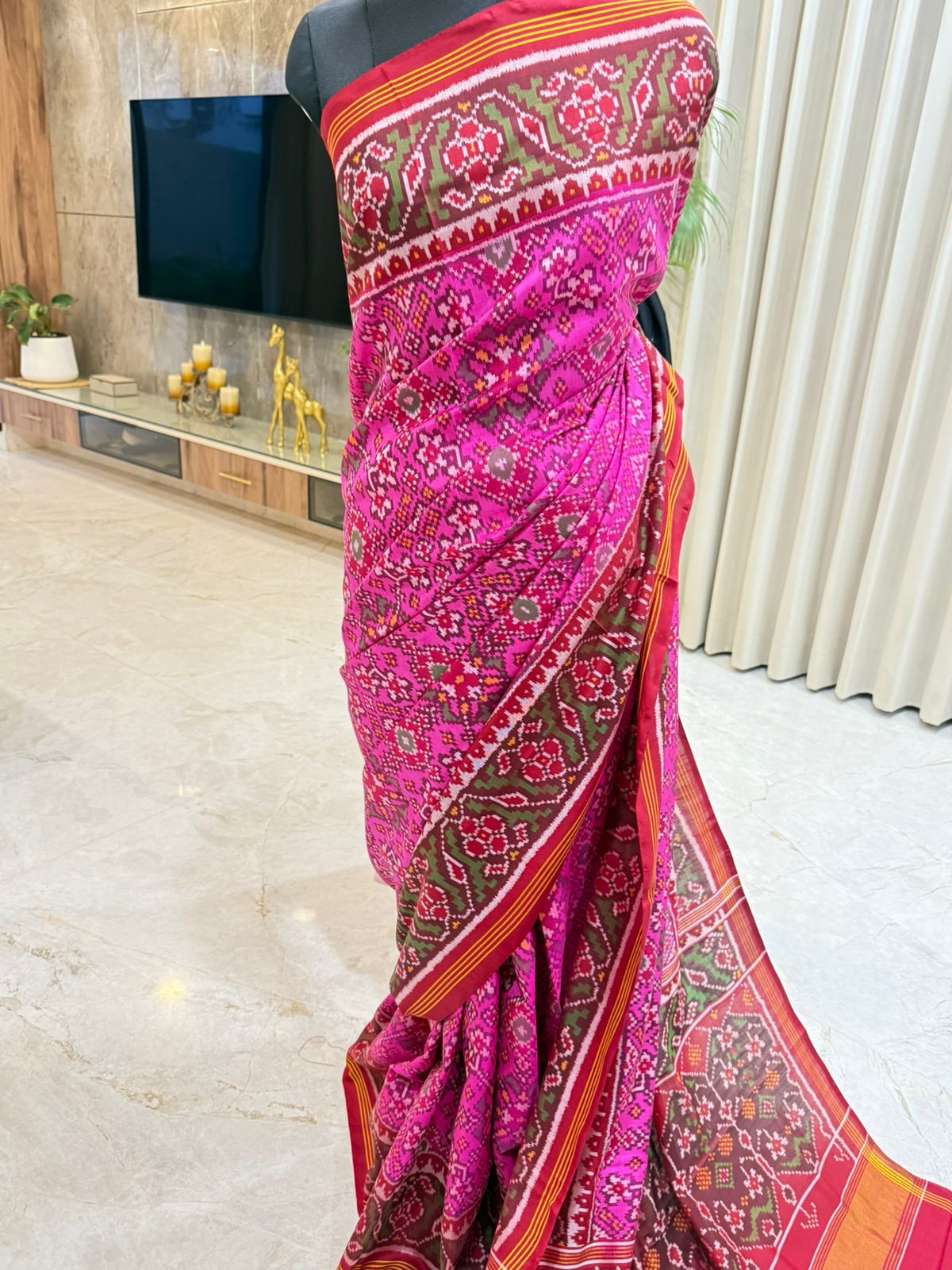 Magenta Maroon Ikkat Silk Elegance