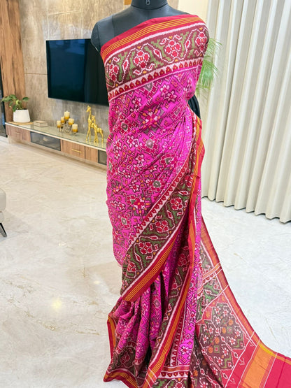 Magenta Maroon Ikkat Silk Elegance
