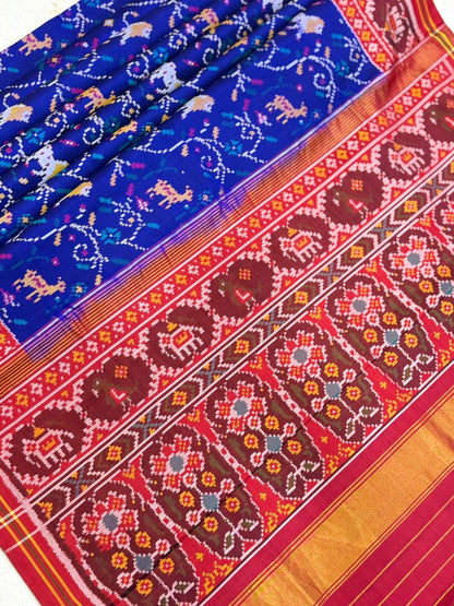 Royal Blue Ikkat Silk Majesty