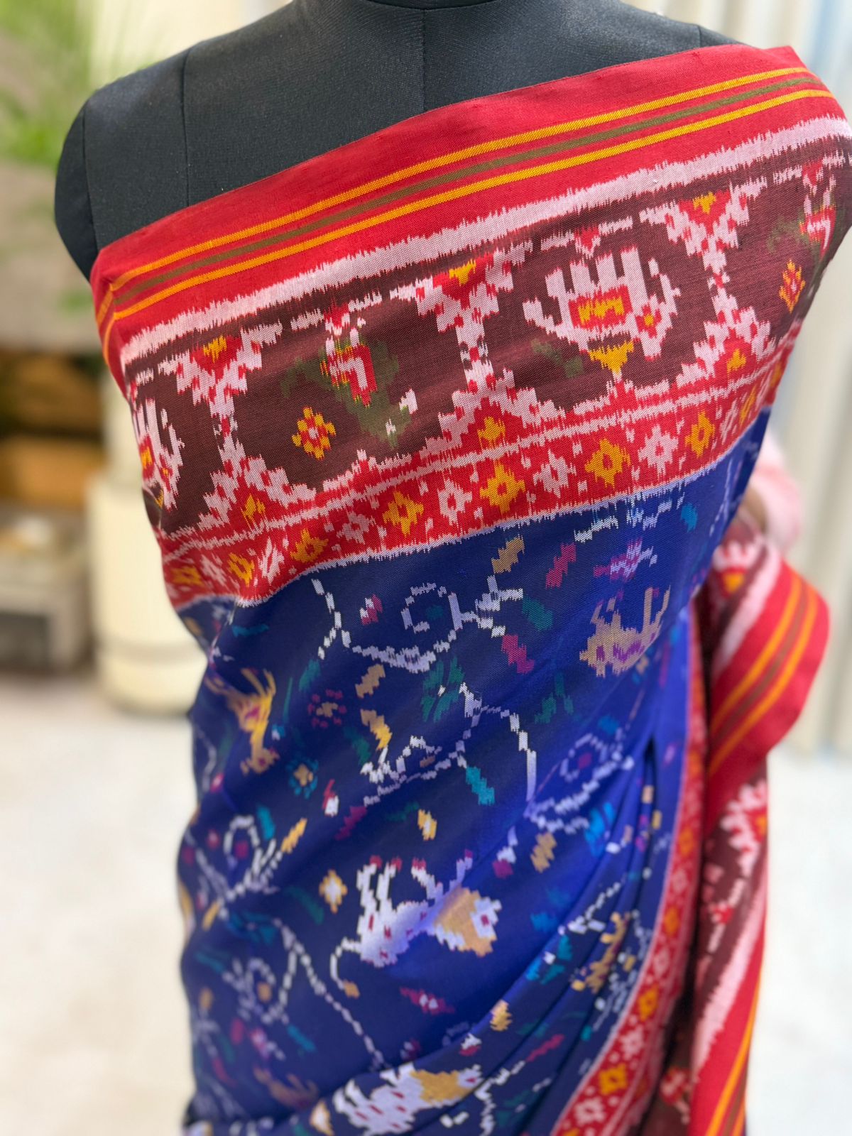 Royal Blue Ikkat Silk Majesty