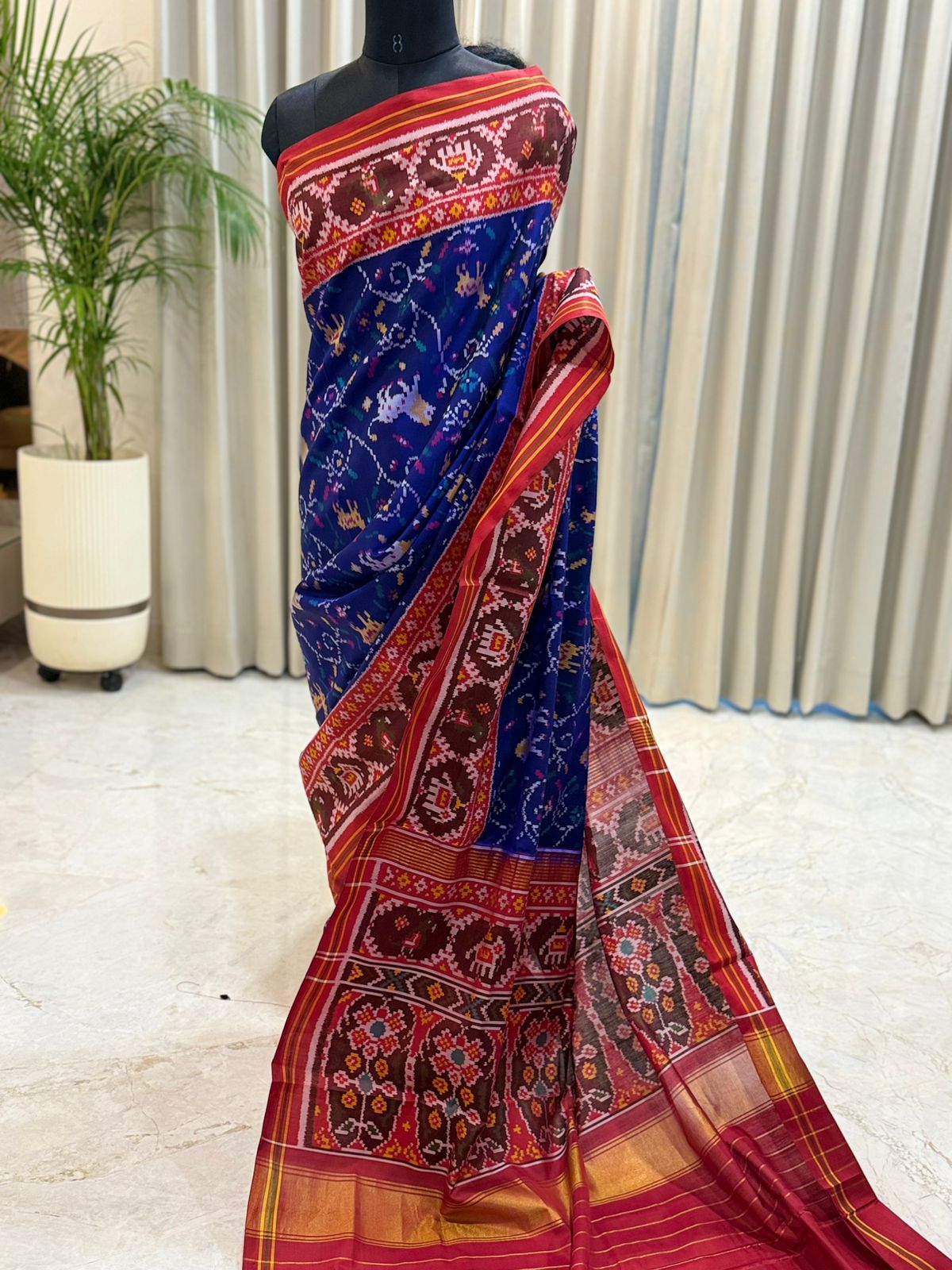 Royal Blue Ikkat Silk Majesty