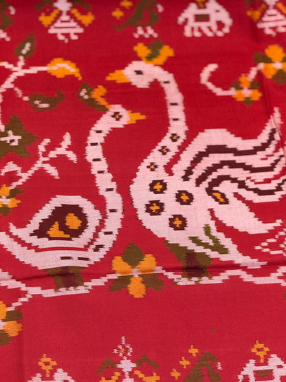 Orange Maroon Ikkat Silk Splendor